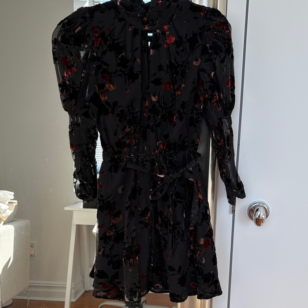French Connection Black and Red Floral Midi Dress